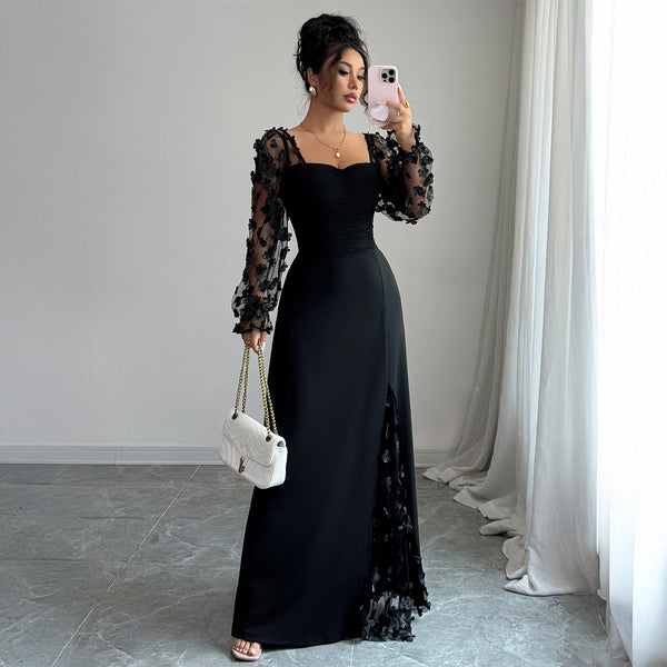 Long Sleeve Dress Dress Elegant Graceful Dress Polyester Dress