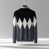 Men's Diamond Block Fake Two-piece Imitation Mink Bottoming Shirt