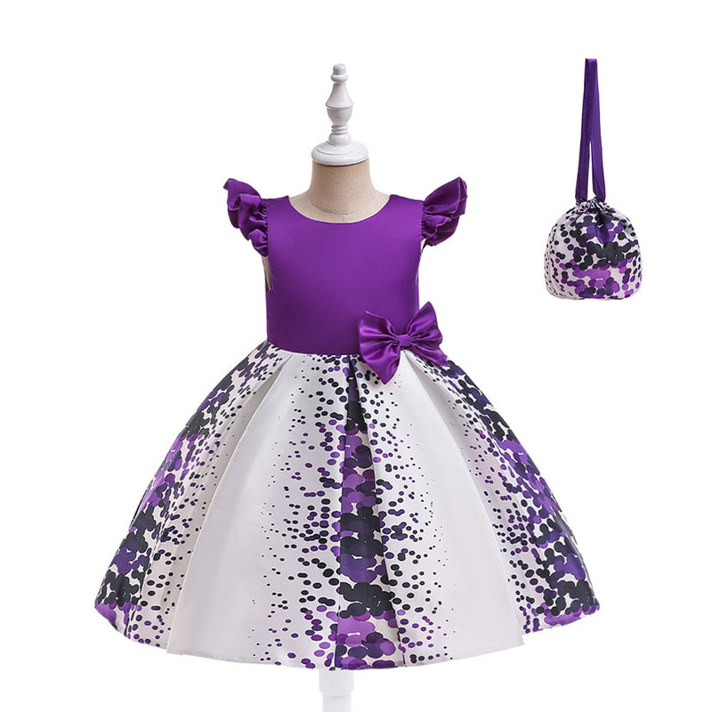 Girls' Fashion Casual Flounced Sleeve Polka Dot Printed Dress