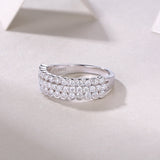 Multi-row Diamond Ring Luxury Fashion Set Moissanite Silver Ring