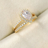 S925 Inlaid Water Drop Pear-shaped Zircon Women's Ring