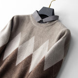 Men's Diamond Block Fake Two-piece Imitation Mink Bottoming Shirt