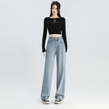 High Waist Slimming Narrow Version Straight-leg Pants Commuting Girl Pants