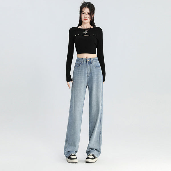 High Waist Slimming Narrow Version Straight-leg Pants Commuting Girl Pants
