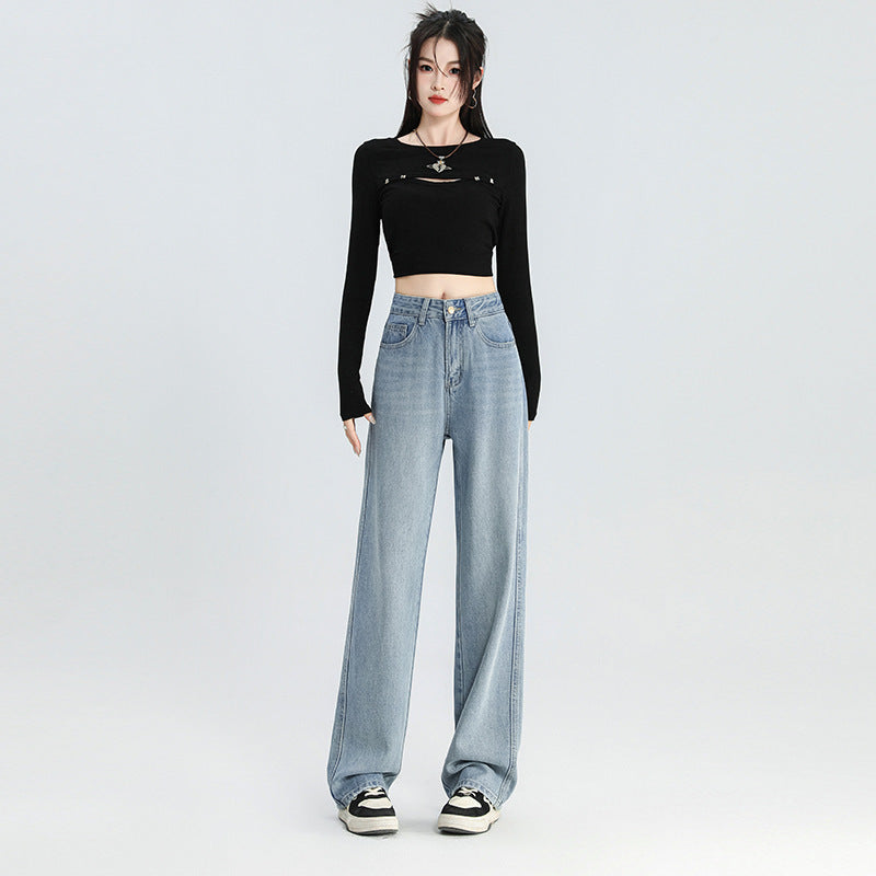 High Waist Slimming Narrow Version Straight-leg Pants Commuting Girl Pants