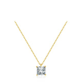 Sterling Silver Super Shiny Square Zircon Necklace