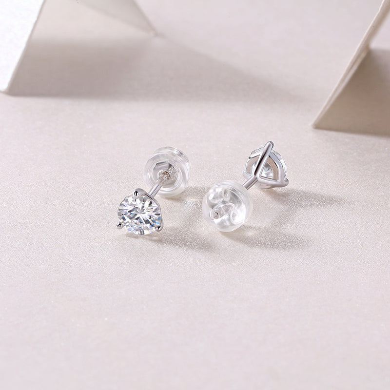 Freeze Frame Luxury Fashion Diamond Earrings Stud Set With Mosan Diamond Silver Jewelry