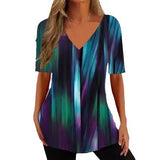 Summer Casual Loose V-neck Pullover Short Sleeve