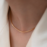 Snake Bone Chain Necklace For Women Square S925 Pure Silver Gold-plated