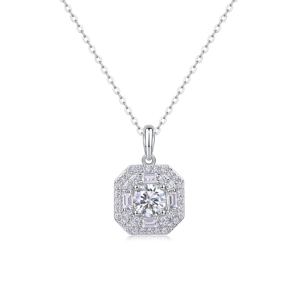 Small Square Bag Luxury Fashion Diamond Pendant Necklace Set With Mosan Diamond Silver Ornaments