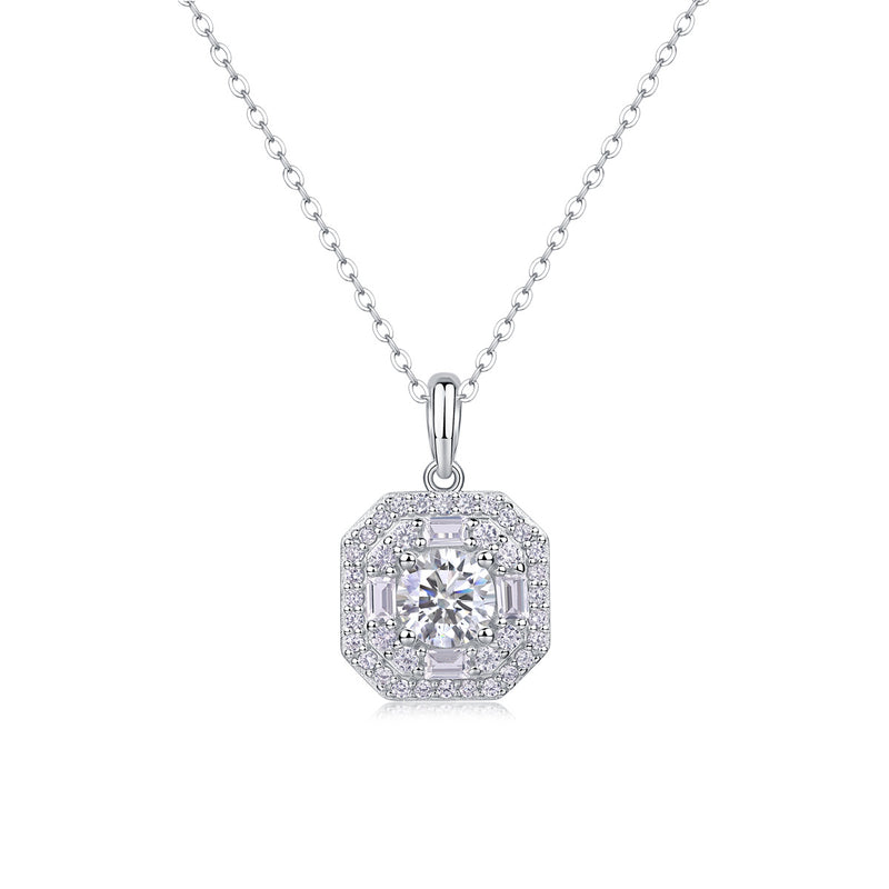 Small Square Bag Luxury Fashion Diamond Pendant Necklace Set With Mosan Diamond Silver Ornaments
