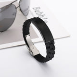 European And American Popular Trendy Jewelry Silicone Sports Men Simple Laser Sculpture Stainless Steel Bracelet