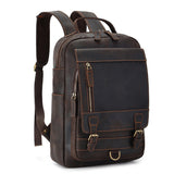 Backpack Men's Crazy Horse Leather Large Capacity